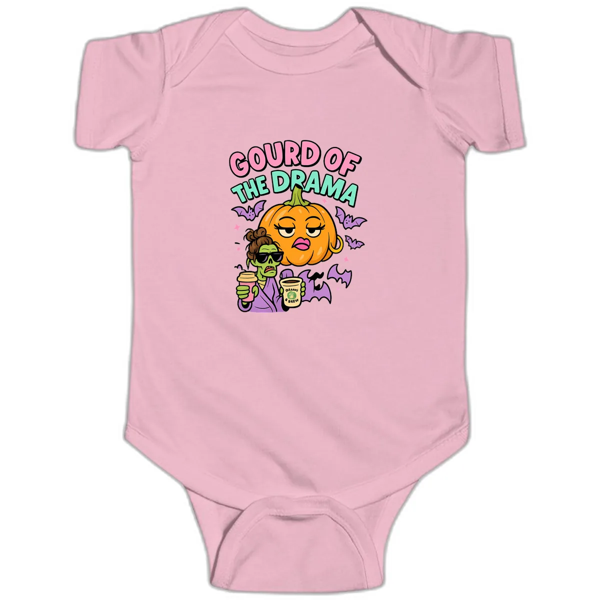 Gourd of the Drama Halloween Baby Onesie in Pink