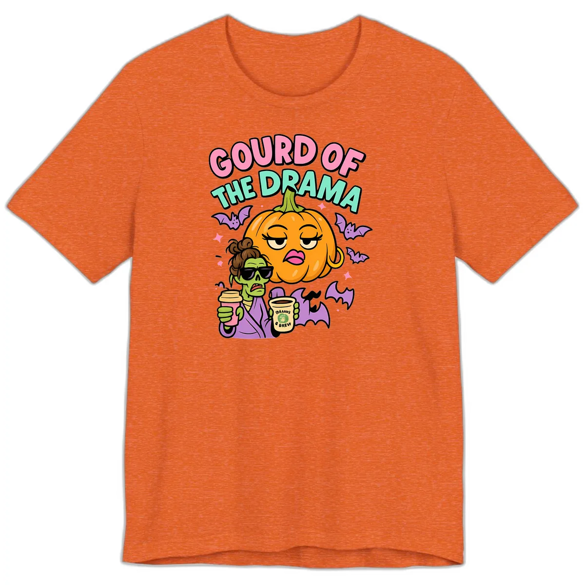 Gourd of the Drama Halloween Premium T-Shirt in Heather Orange