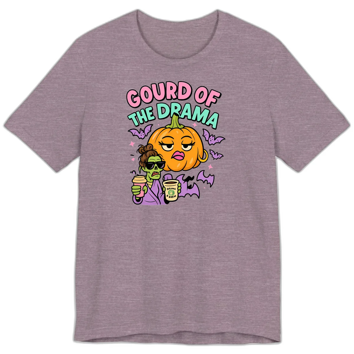 Gourd of the Drama Halloween Premium T-Shirt in Heather Purple