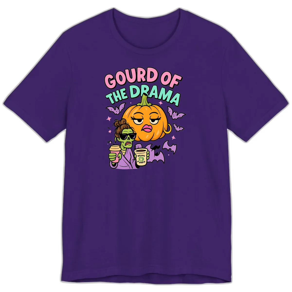 Gourd of the Drama Halloween Premium T-Shirt in Team Purple