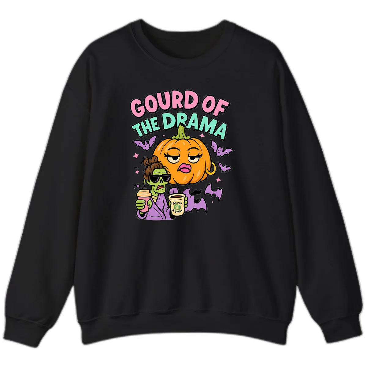 Gourd of the Drama Halloween Sweatshirt in Black
