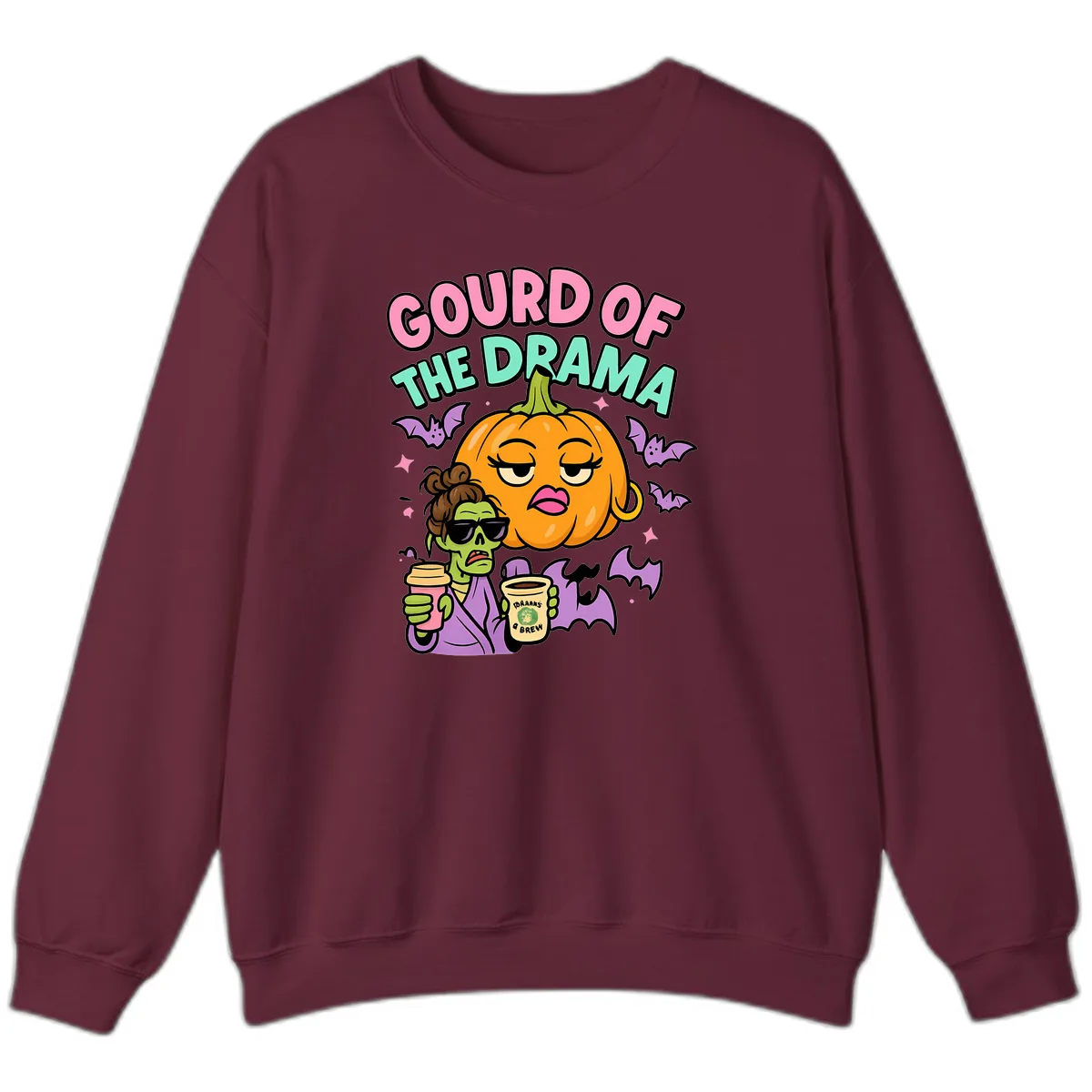Gourd of the Drama Halloween Sweatshirt in Maroon