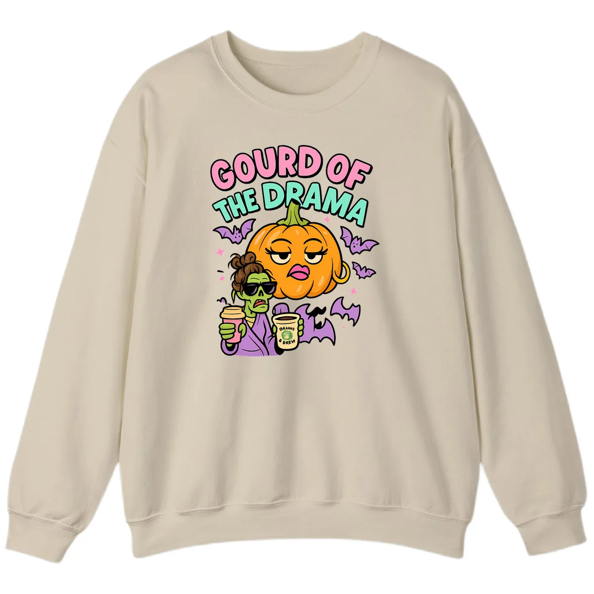 Gourd of the Drama Halloween Sweatshirt in Sand