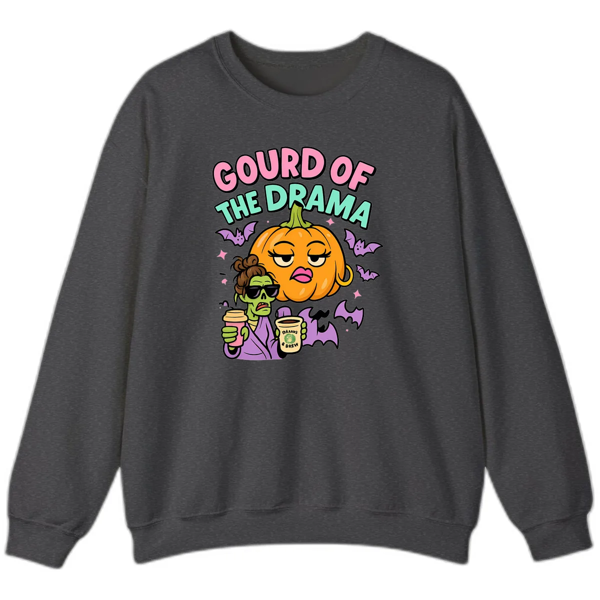 Gourd of the Drama Halloween Sweatshirt in Dark Heather