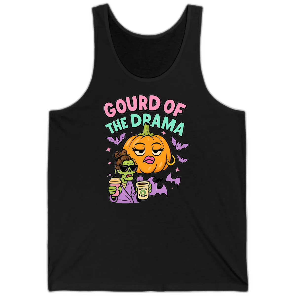 Gourd of the Drama Halloween Tank in Black