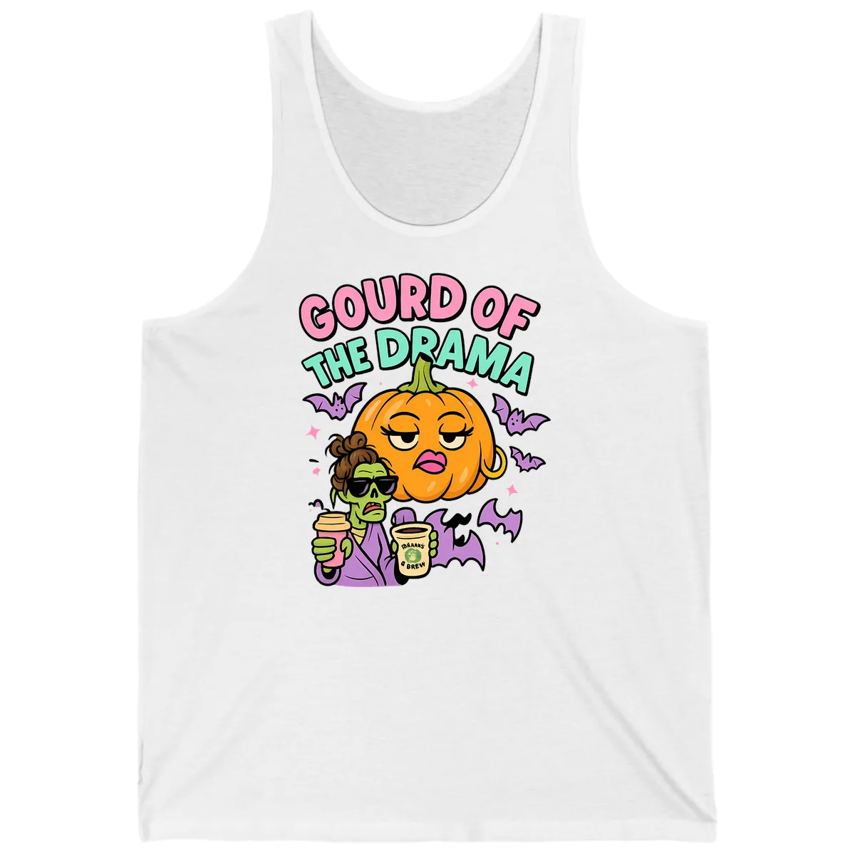 Gourd of the Drama Halloween Tank in White