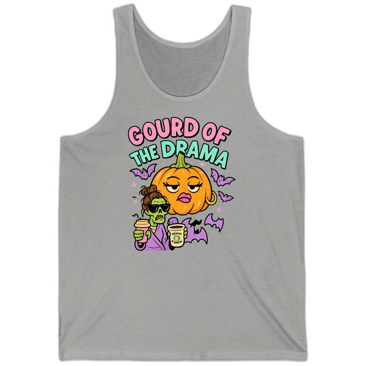 Gourd of the Drama Halloween Tank in Athletic Heather