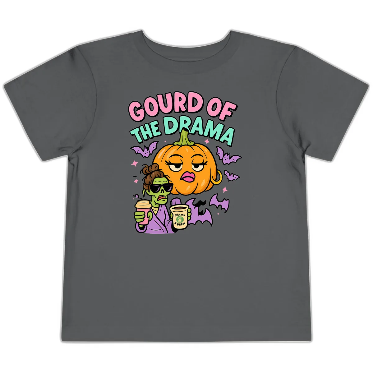 Gourd of the Drama Halloween Toddler T-Shirt in Asphalt