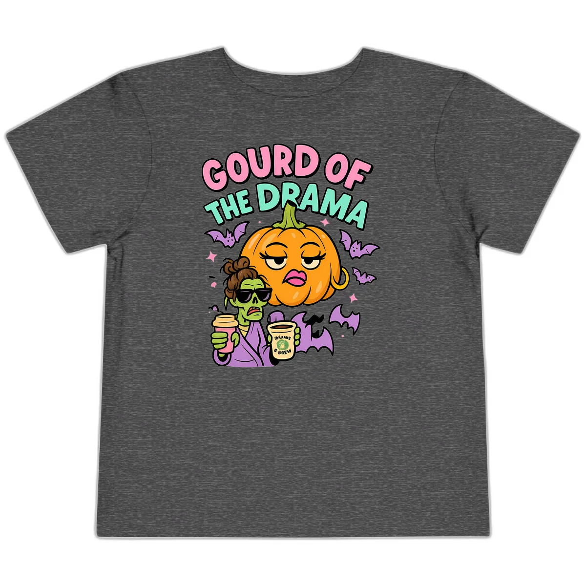 Gourd of the Drama Halloween Toddler T-Shirt in Dark Heather Grey