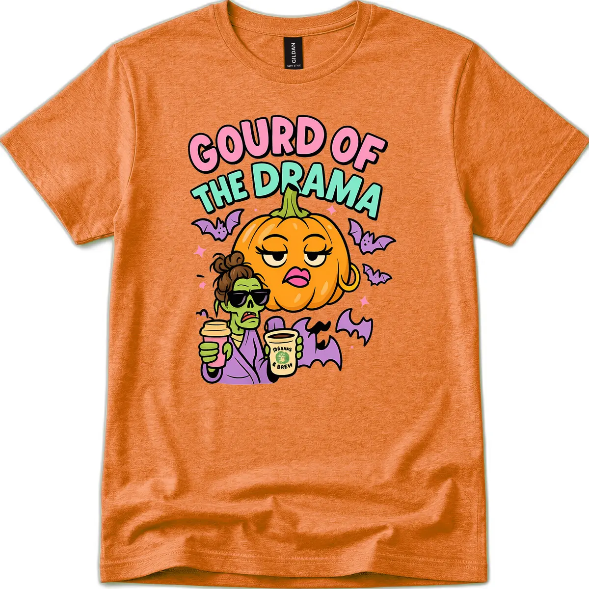 Gourd of the Drama Halloween T-Shirt in Heather Orange
