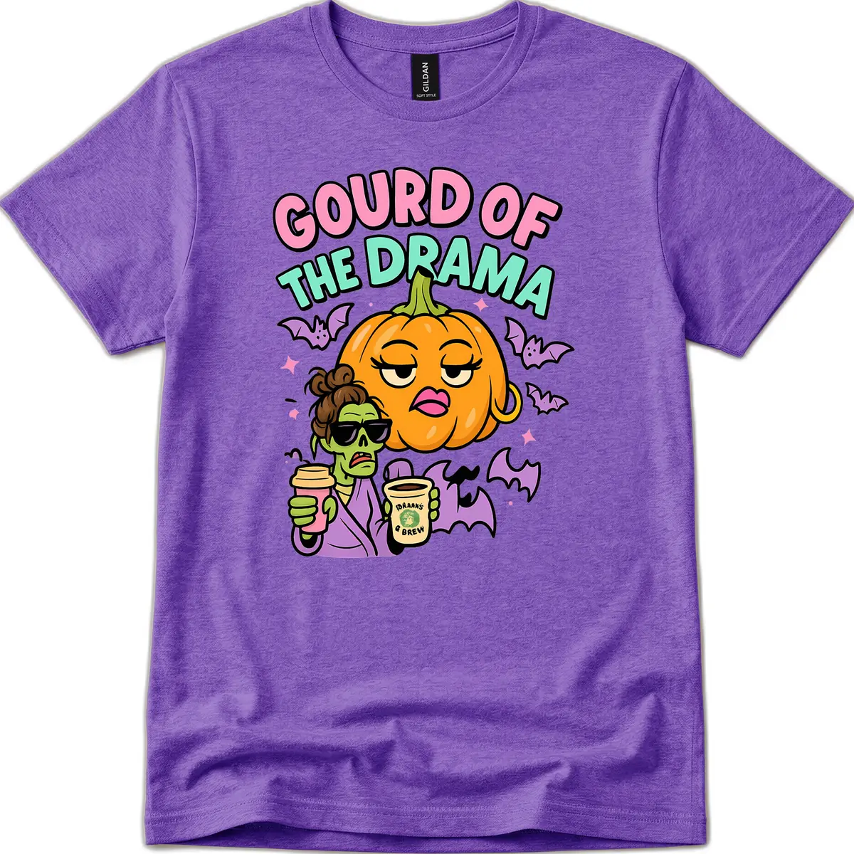 Gourd of the Drama Halloween T-Shirt in Heather Purple