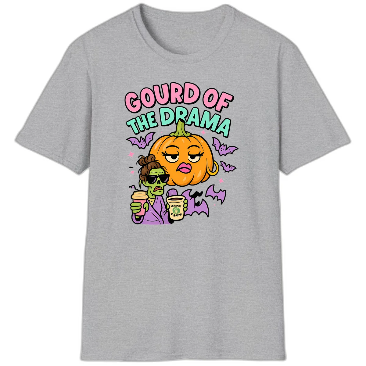 Gourd of the Drama Halloween T-Shirt in Sport Grey