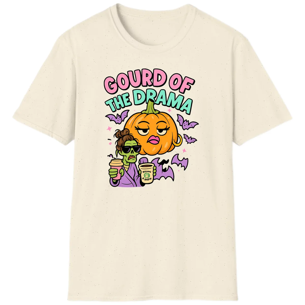Gourd of the Drama Halloween T-Shirt in Natural