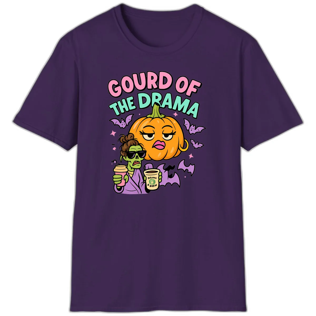 Gourd of the Drama Halloween T-Shirt in Purple