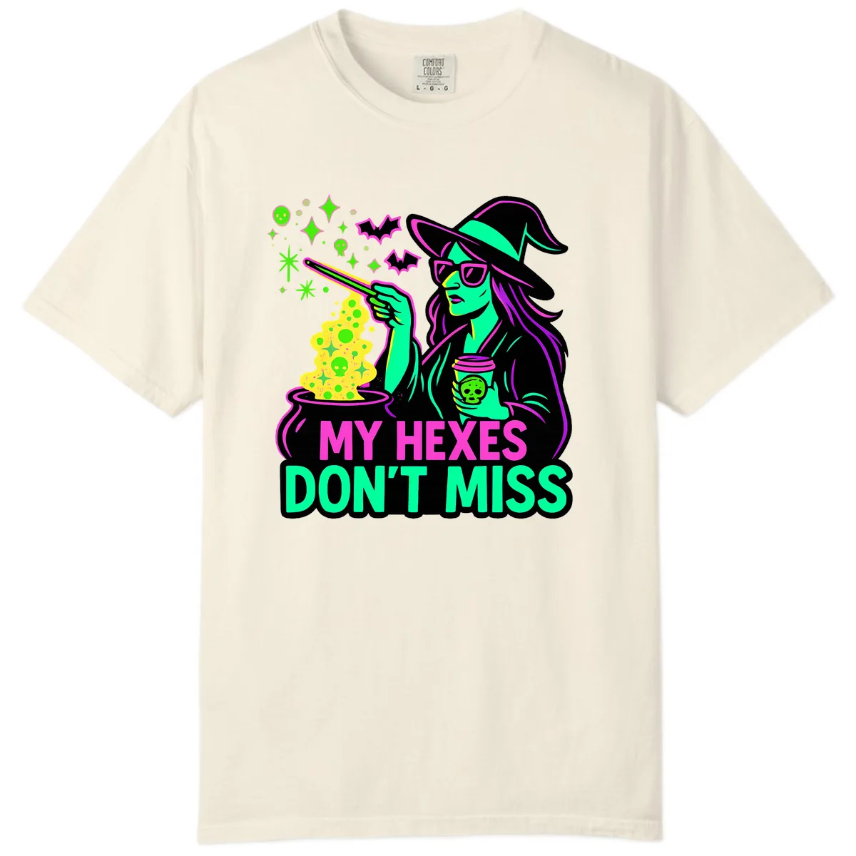 My Hexes Don't Miss Witch Coffee Comfort Color in Ivory
