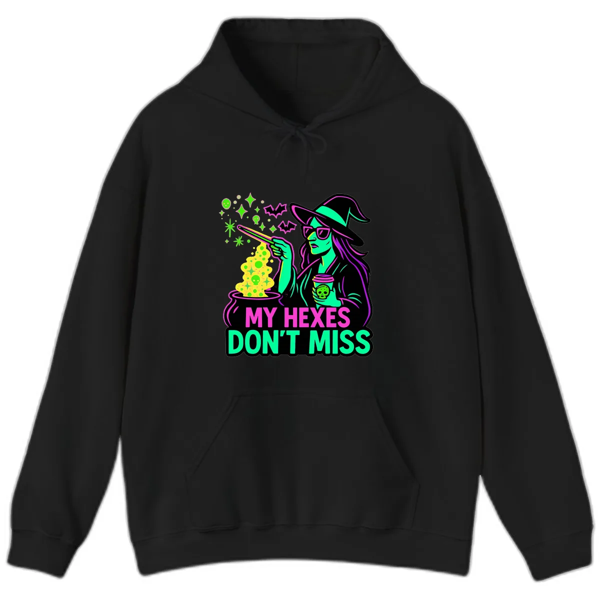 My Hexes Don't Miss Witch Coffee Hoodie in Black