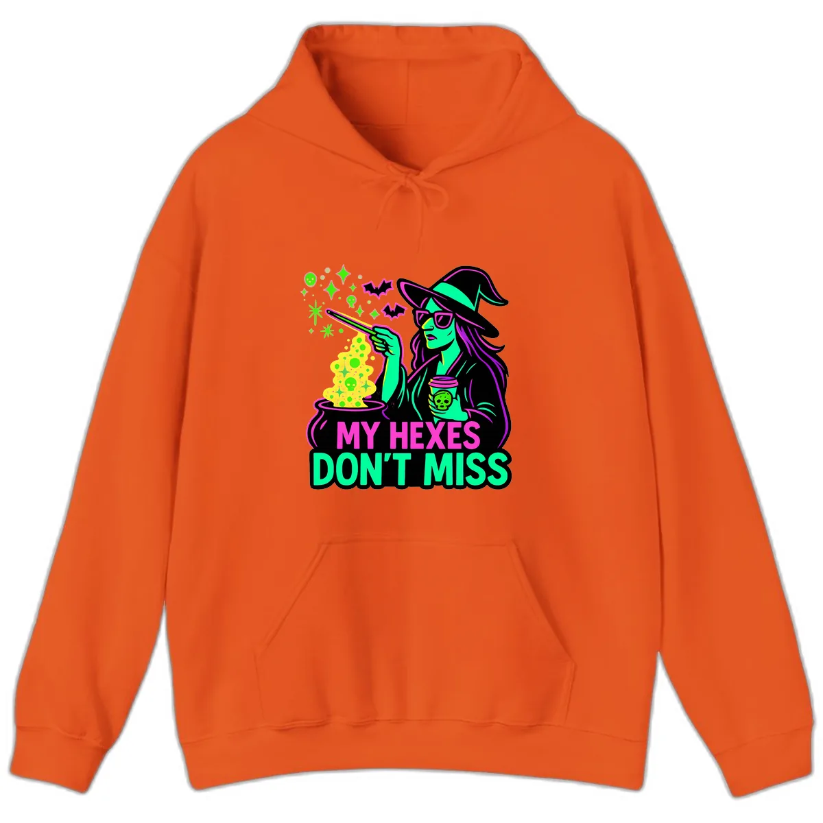 My Hexes Don't Miss Witch Coffee Hoodie in Orange
