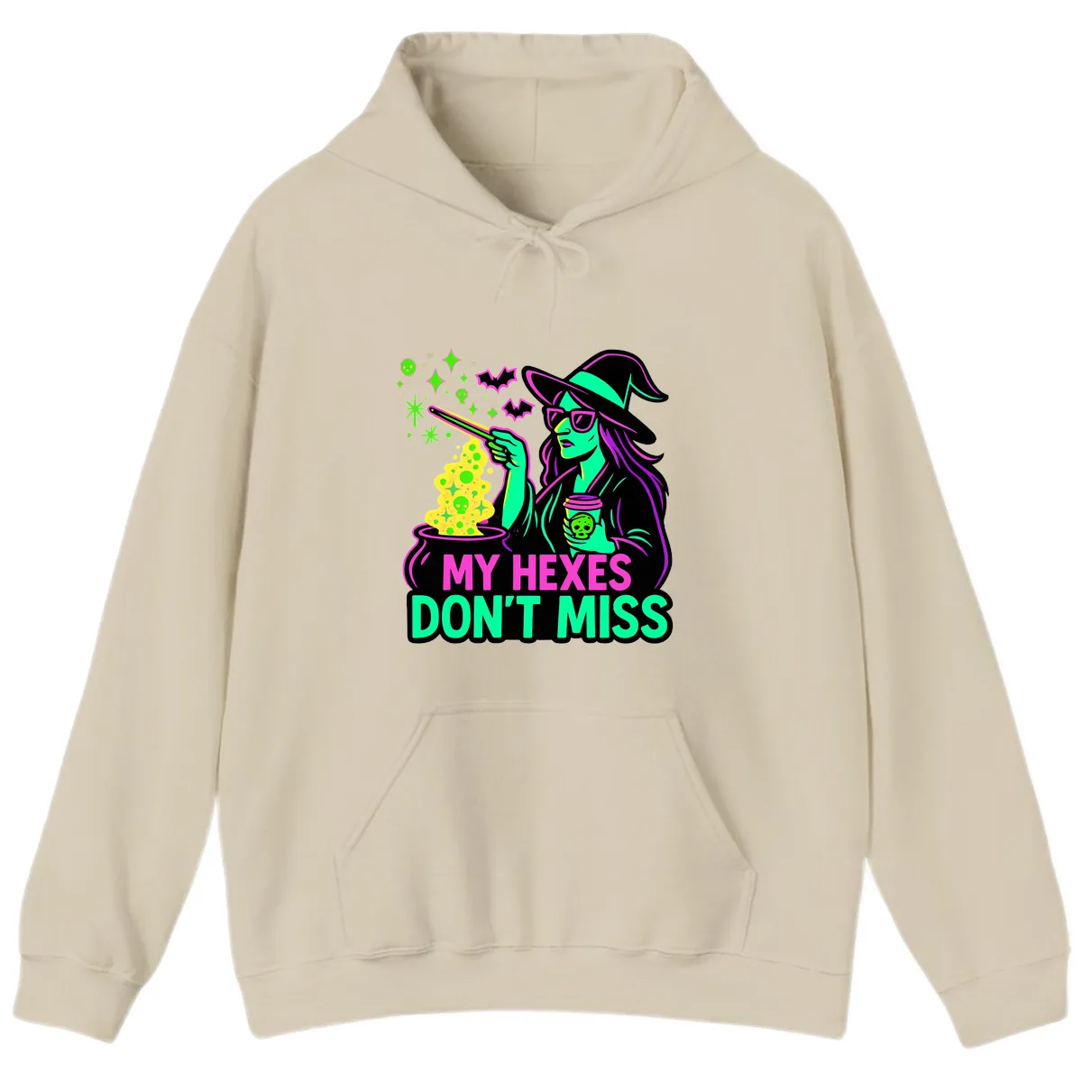 My Hexes Don't Miss Witch Coffee Hoodie in Sand