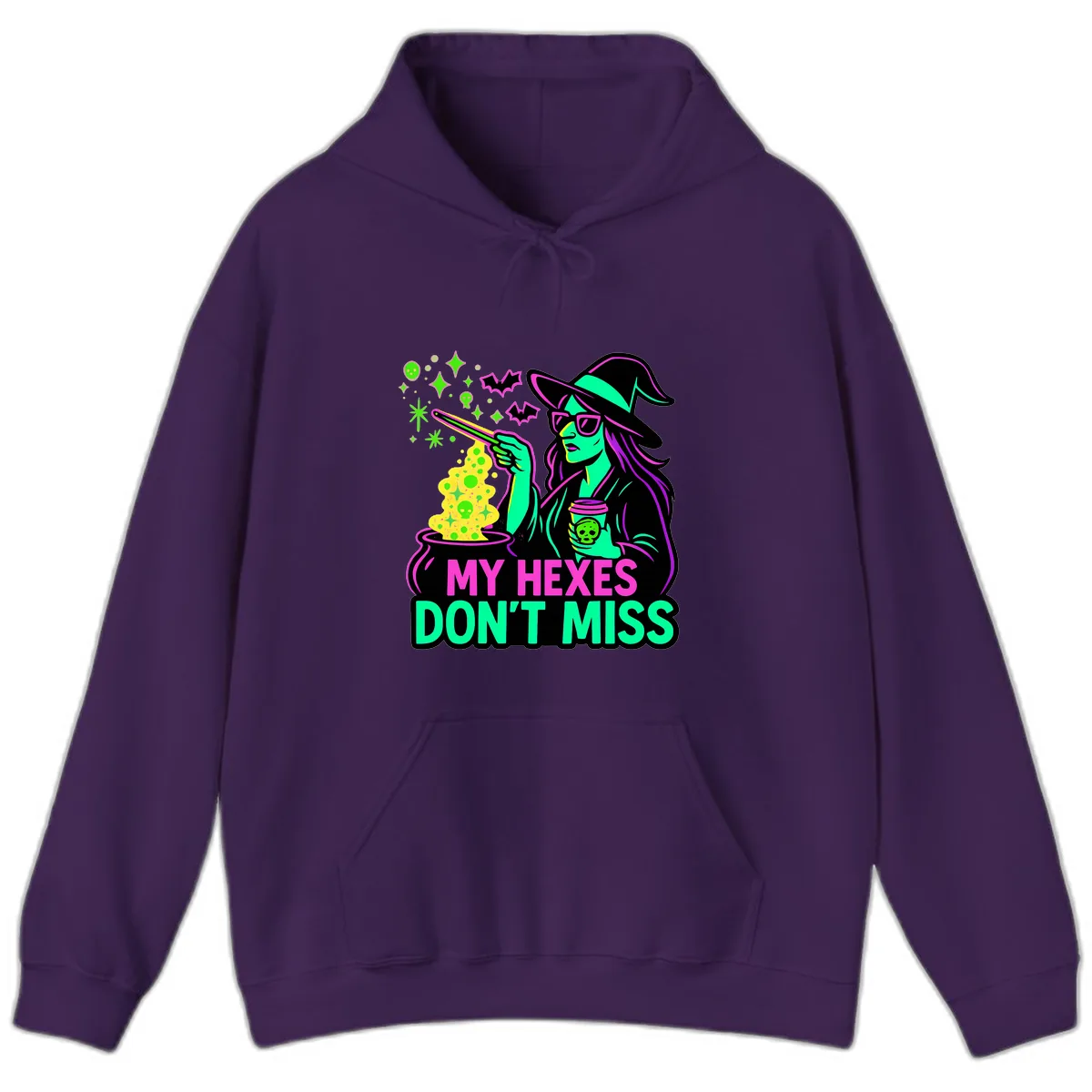 My Hexes Don't Miss Witch Coffee Hoodie in Purple