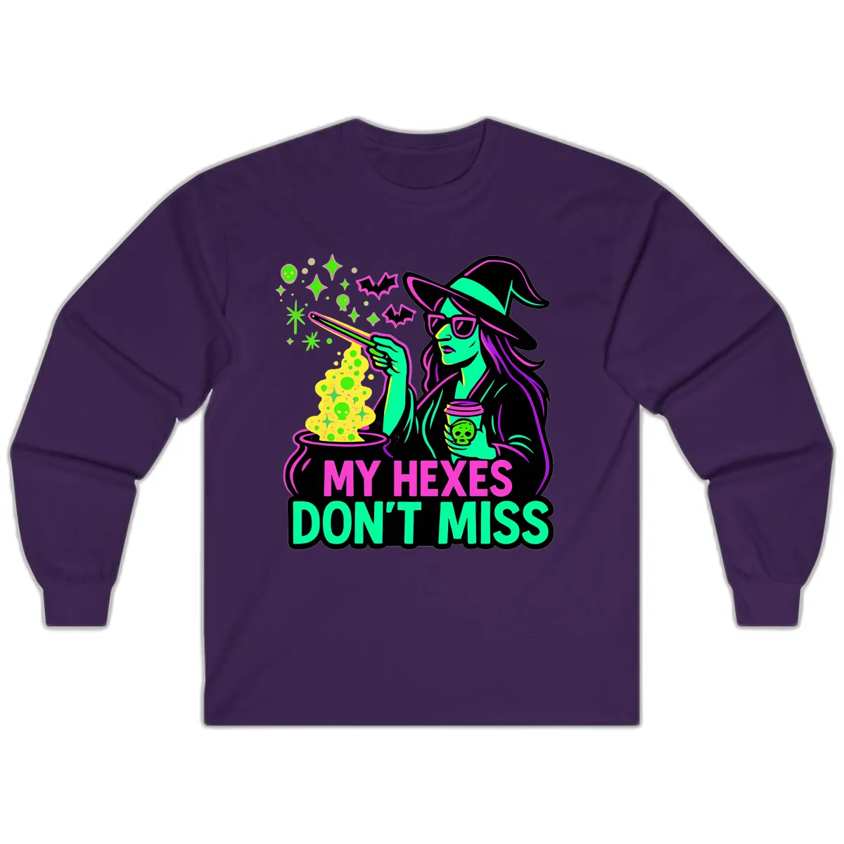 My Hexes Don't Miss Witch Coffee Long Sleeve in Purple