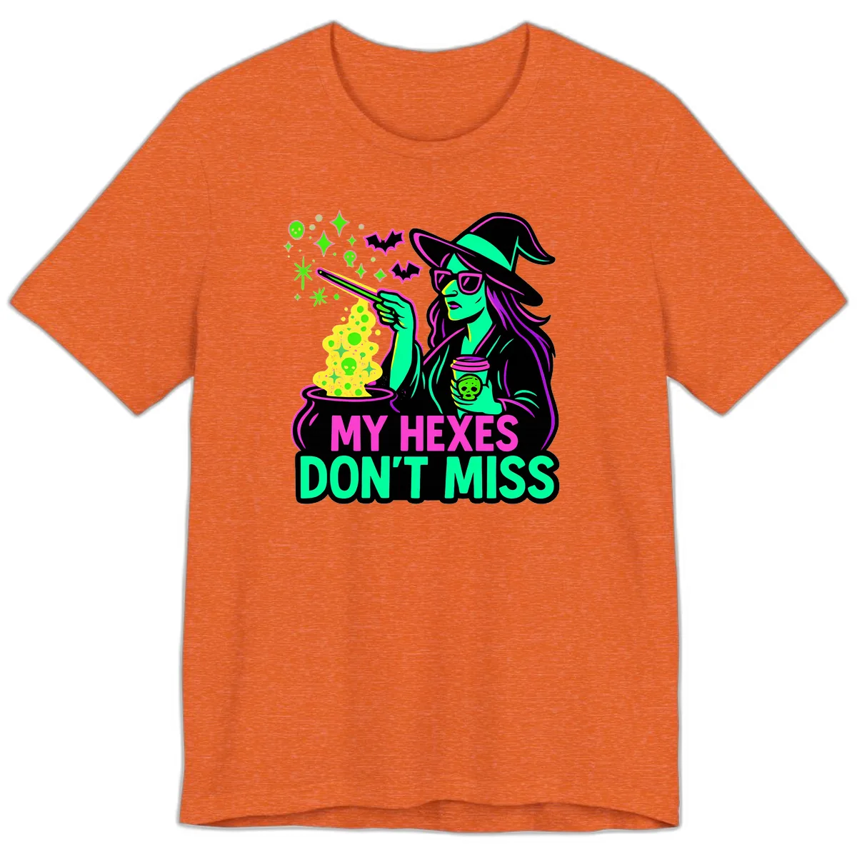 My Hexes Don't Miss Witch Coffee Premium T-Shirt in Heather Orange