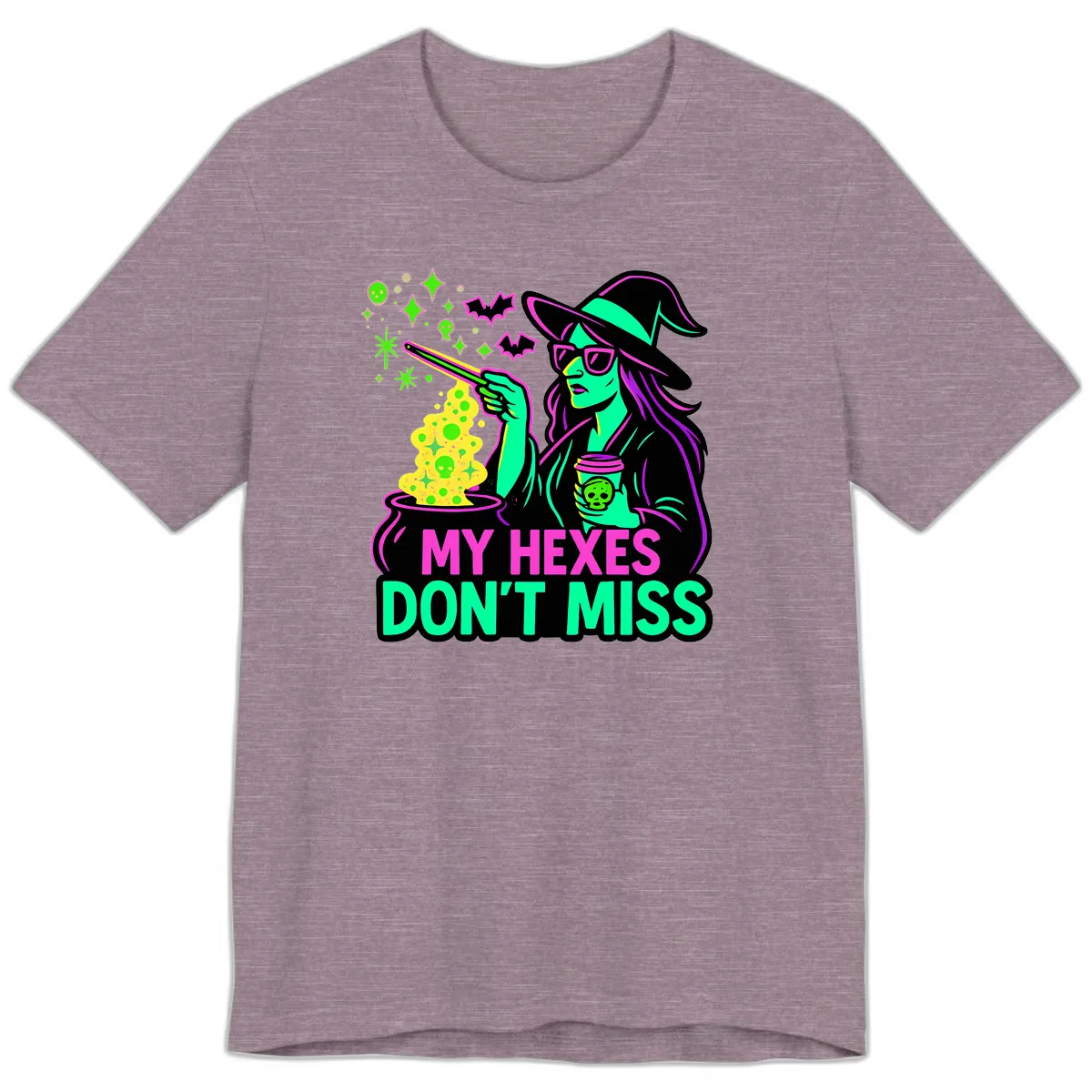 My Hexes Don't Miss Witch Coffee Premium T-Shirt in Heather Purple