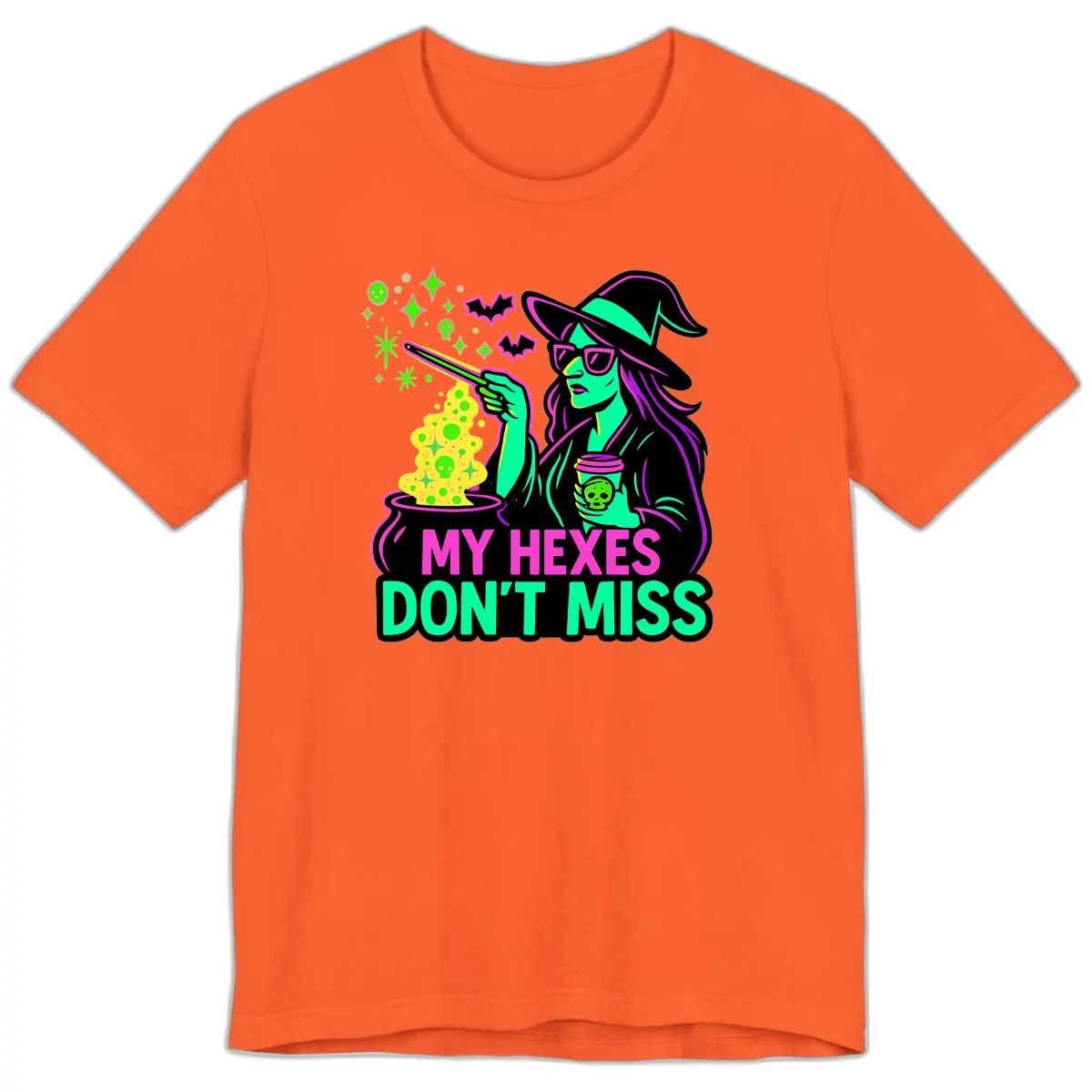 My Hexes Don't Miss Witch Coffee Premium T-Shirt in Orange