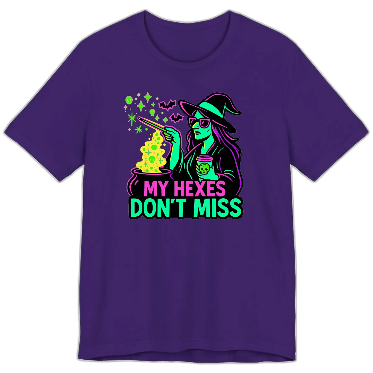 My Hexes Don't Miss Witch Coffee Premium T-Shirt in Team Purple