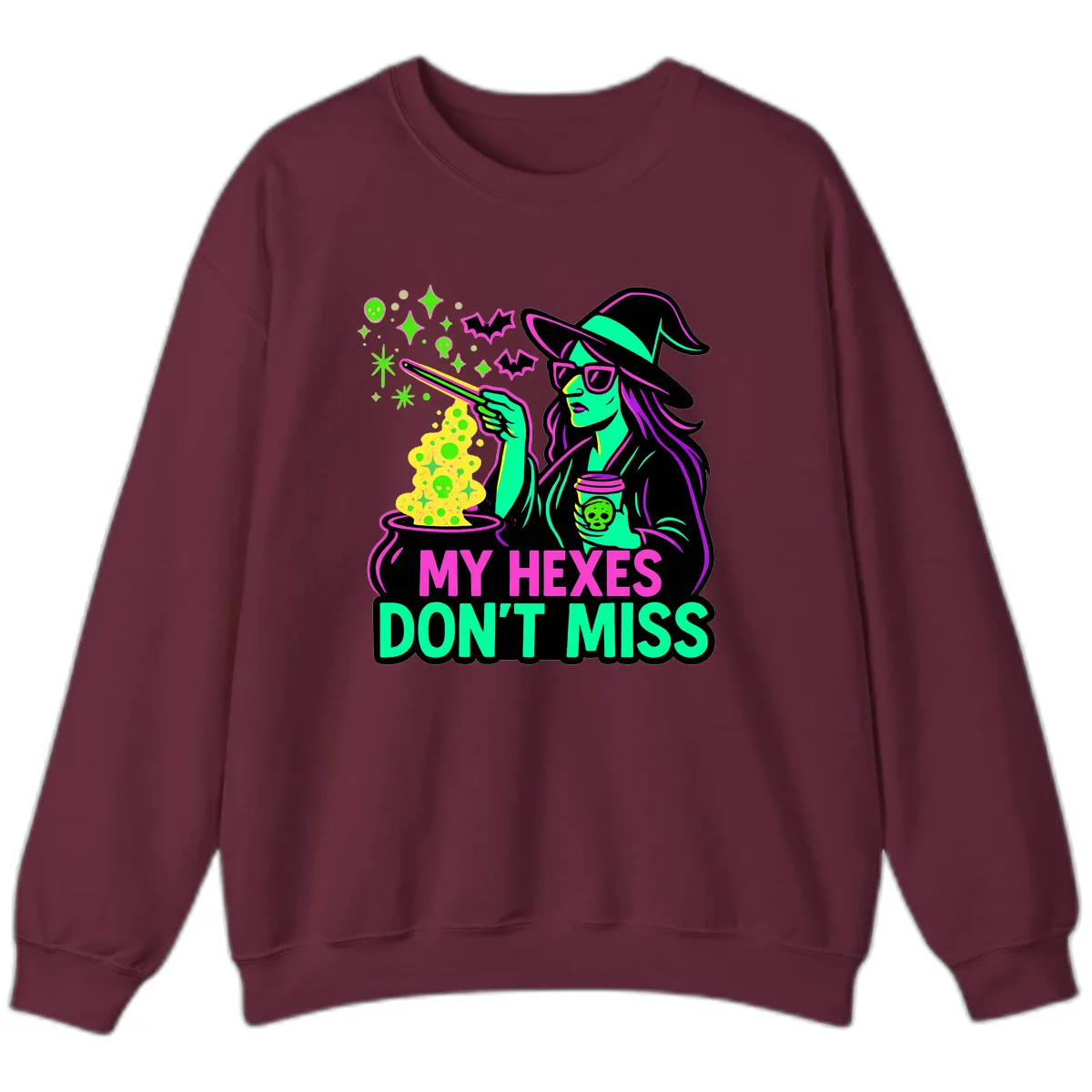 My Hexes Don't Miss Witch Coffee Sweatshirt in Maroon