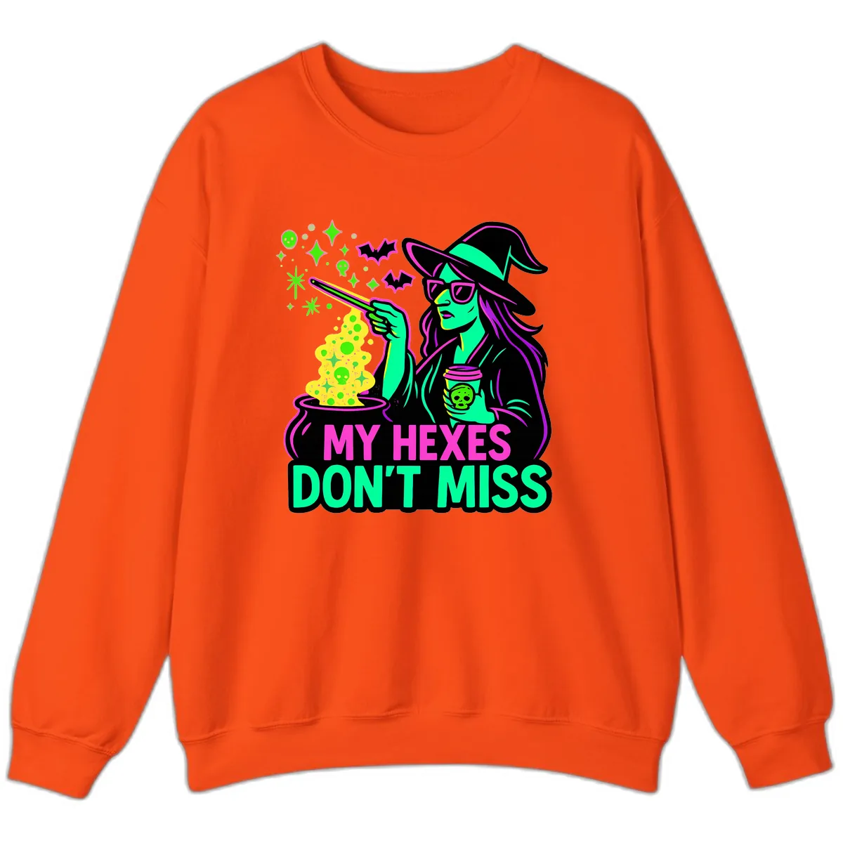 My Hexes Don't Miss Witch Coffee Sweatshirt in Orange
