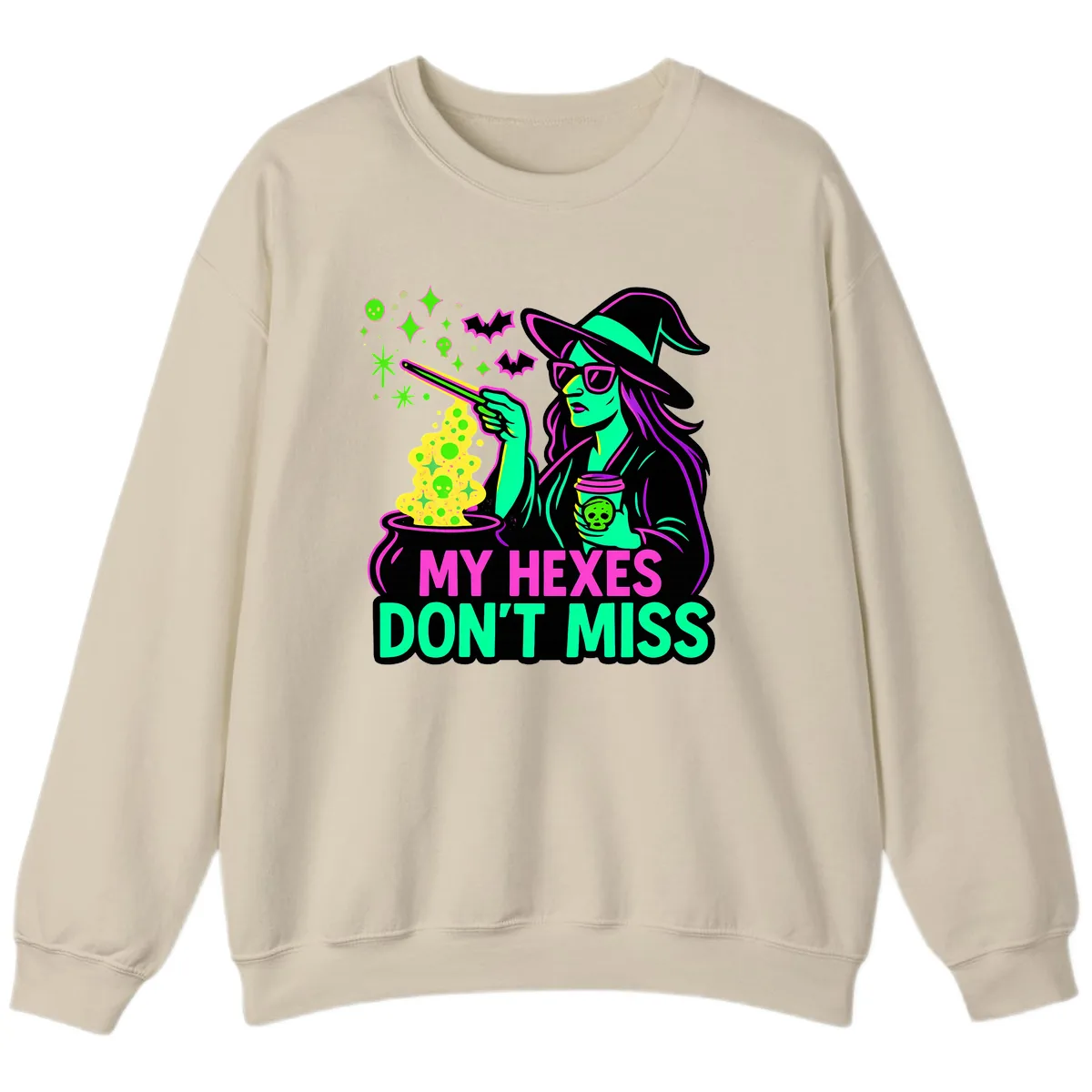 My Hexes Don't Miss Witch Coffee Sweatshirt in Sand