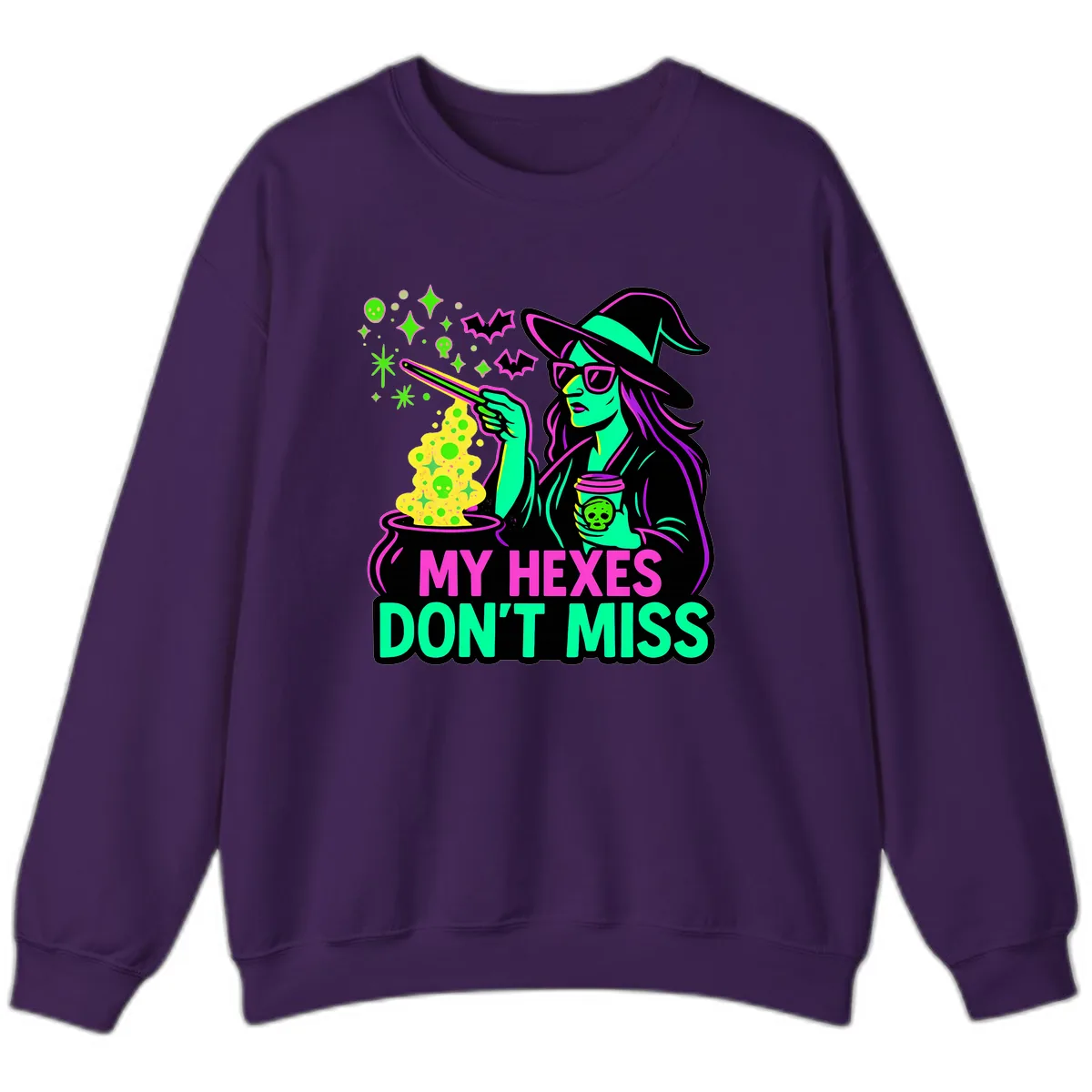 My Hexes Don't Miss Witch Coffee Sweatshirt in Purple