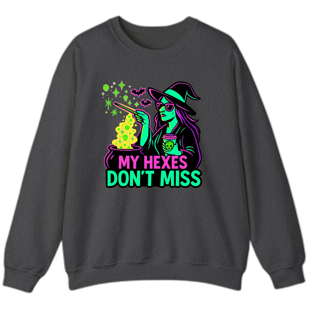 My Hexes Don't Miss Witch Coffee Sweatshirt in Dark Heather
