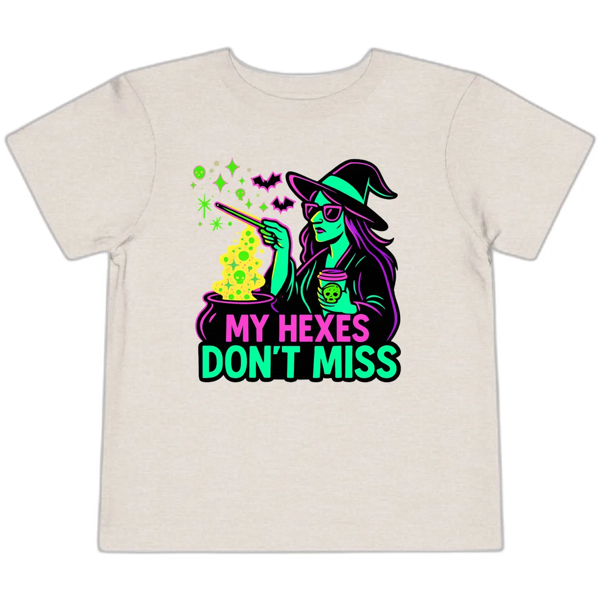 My Hexes Don't Miss Witch Coffee Toddler T-Shirt in Heather Dust