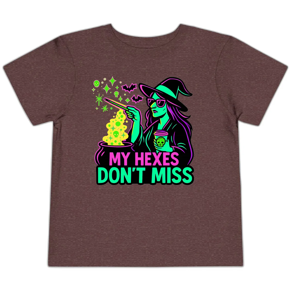 My Hexes Don't Miss Witch Coffee Toddler T-Shirt in Heather Maroon
