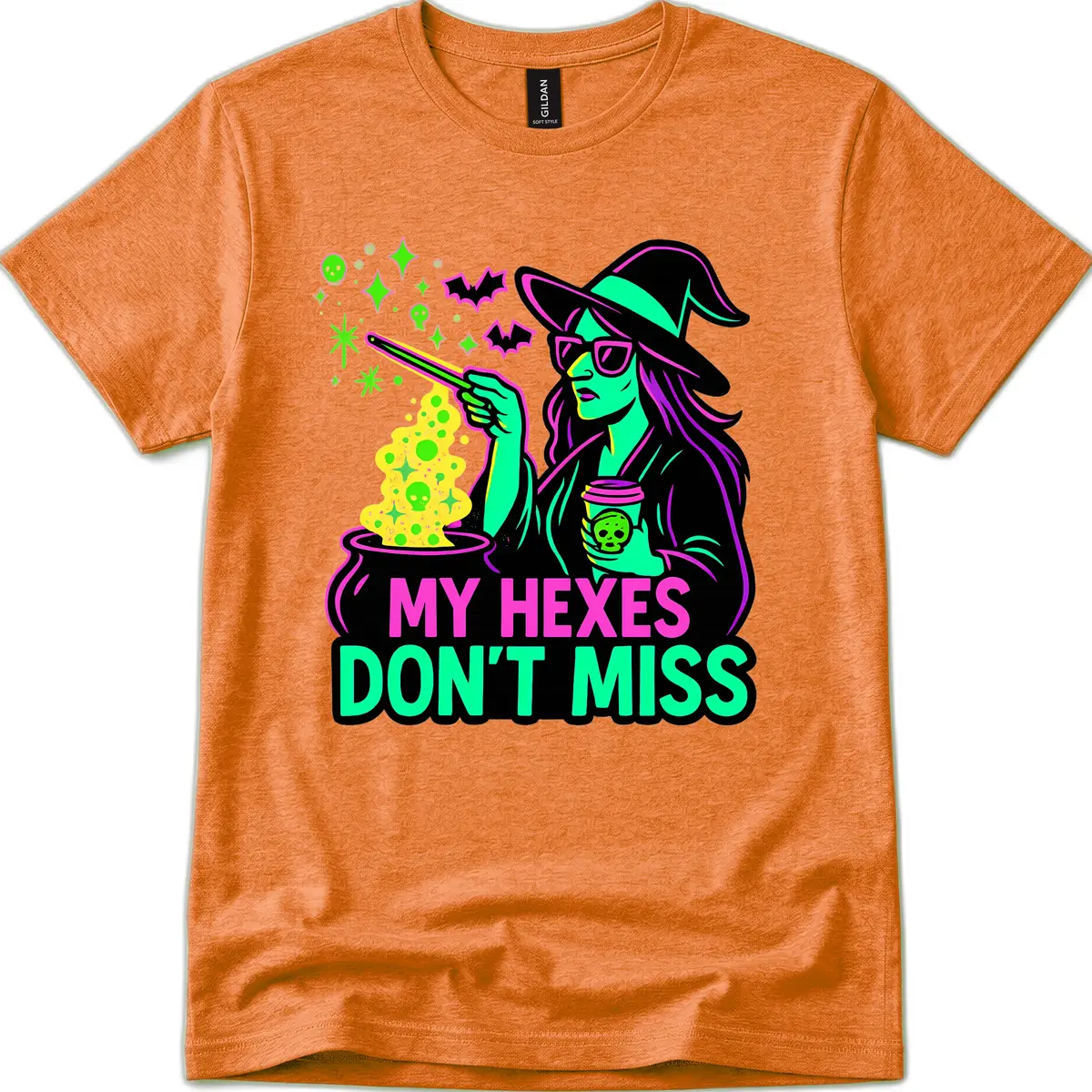 My Hexes Don't Miss Witch Coffee T-Shirt in Heather Orange