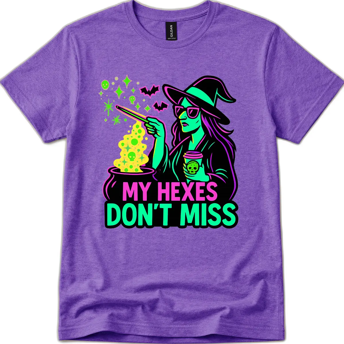 My Hexes Don't Miss Witch Coffee T-Shirt in Heather Purple