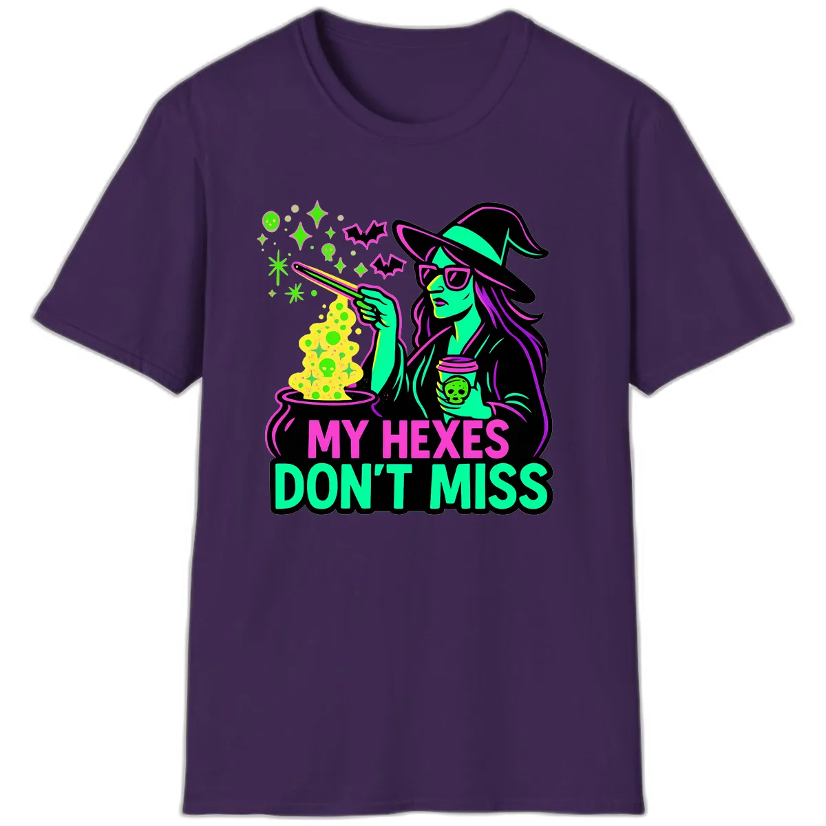 My Hexes Don't Miss Witch Coffee T-Shirt in Purple