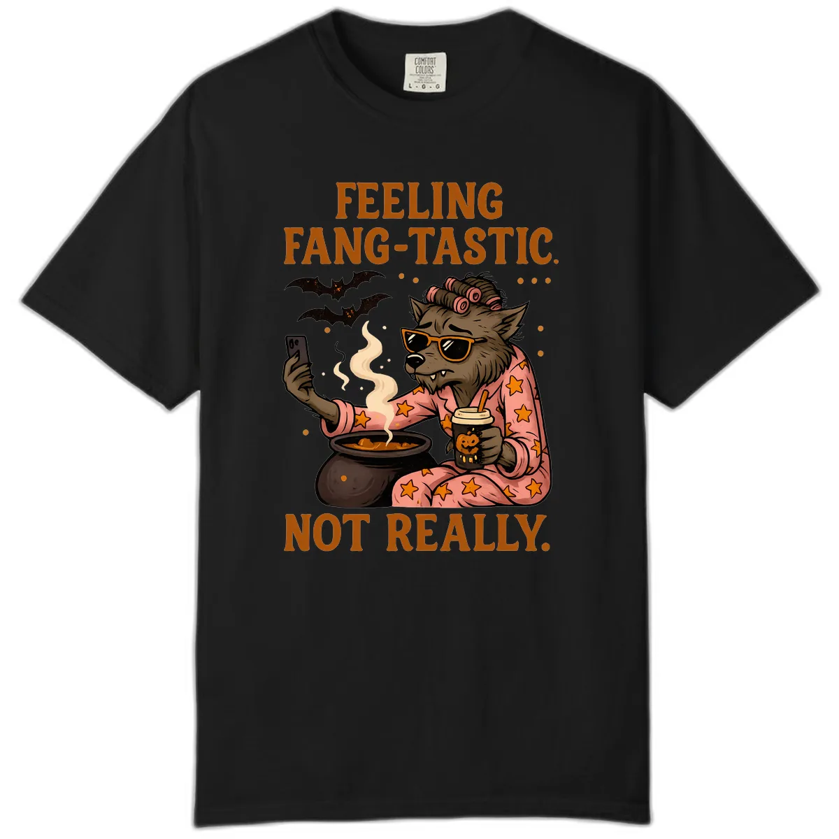 Feeling Fang-Tastic Not Really Werewolf Comfort Color in Black