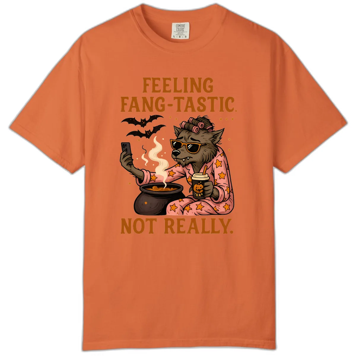 Feeling Fang-Tastic Not Really Werewolf Comfort Color in Burnt Orange