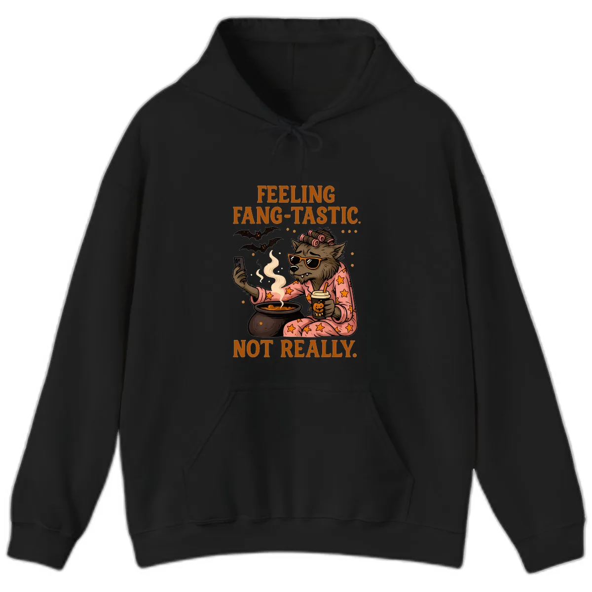 Feeling Fang-Tastic Not Really Werewolf Hoodie in Black