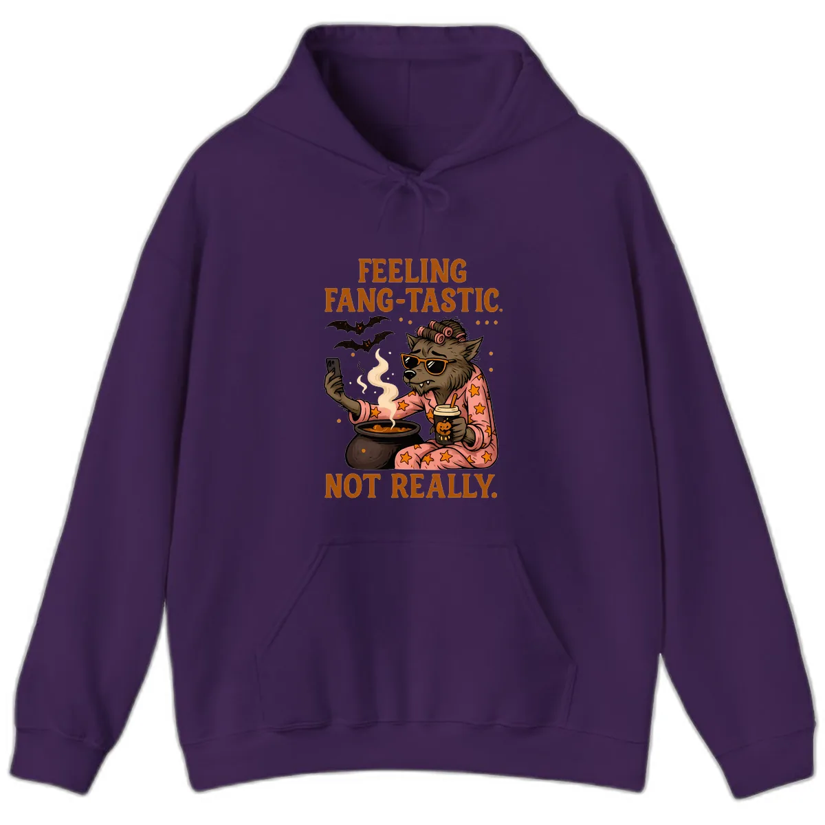 Feeling Fang-Tastic Not Really Werewolf Hoodie in Purple