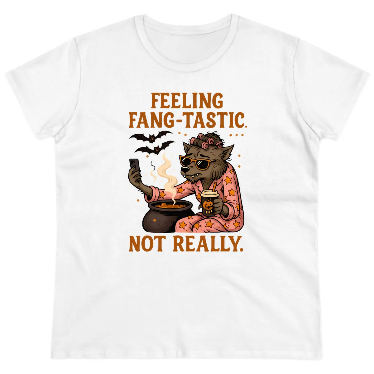Feeling Fang-Tastic Not Really Werewolf Ladies Tee in White