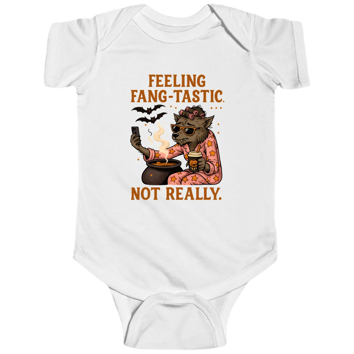 Feeling Fang-Tastic Not Really Werewolf Baby Onesie in White