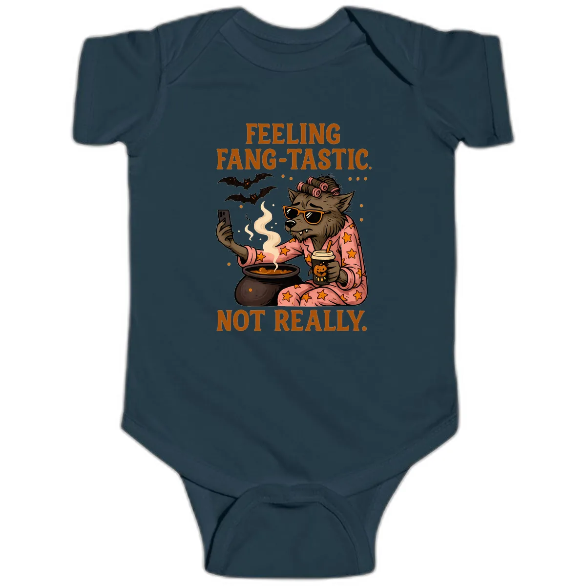 Feeling Fang-Tastic Not Really Werewolf Baby Onesie in Navy