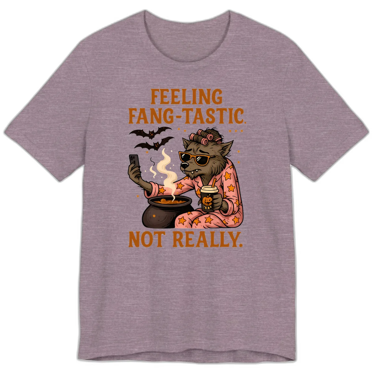 Feeling Fang-Tastic Not Really Werewolf Premium T-Shirt in Heather Purple