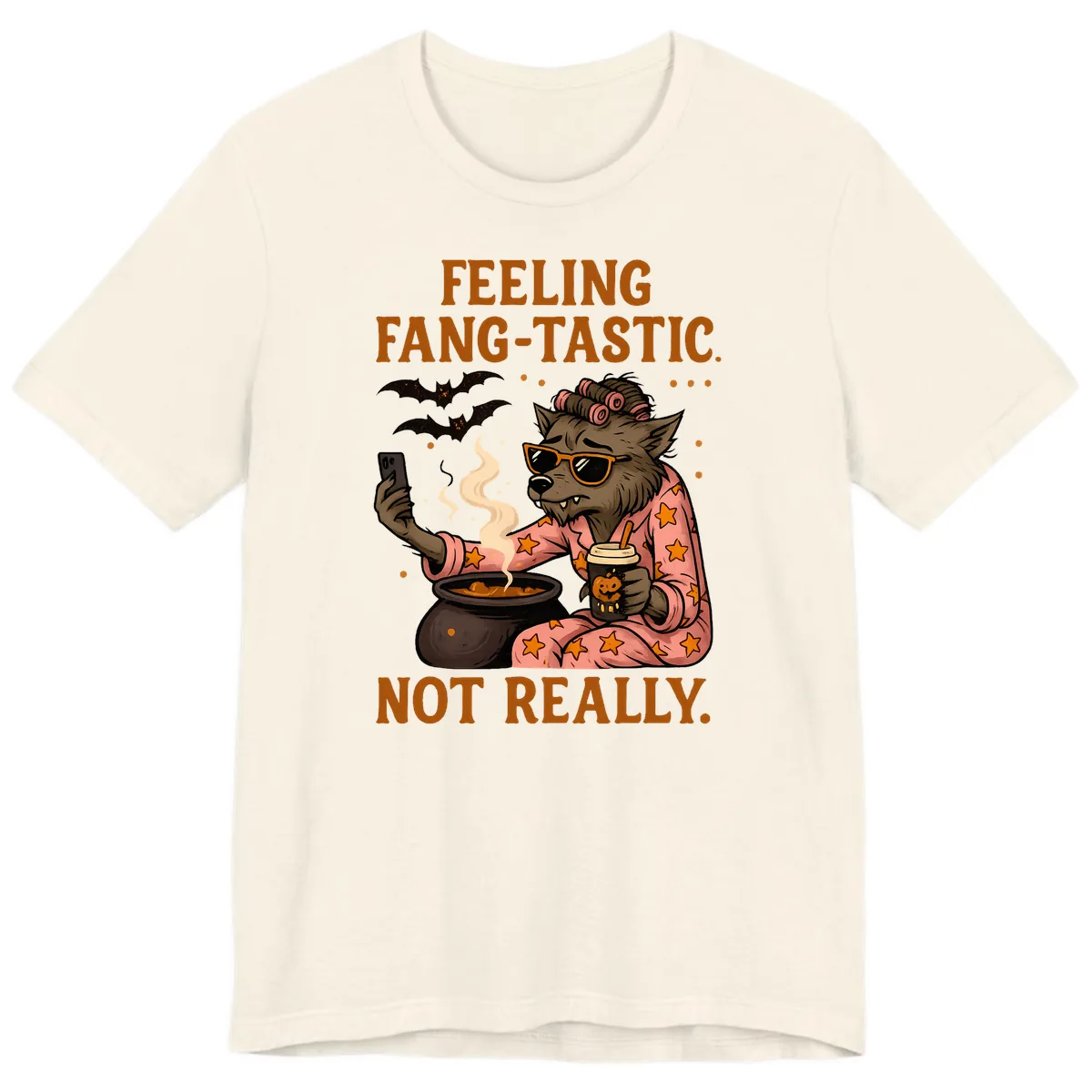 Feeling Fang-Tastic Not Really Werewolf Premium T-Shirt in Natural
