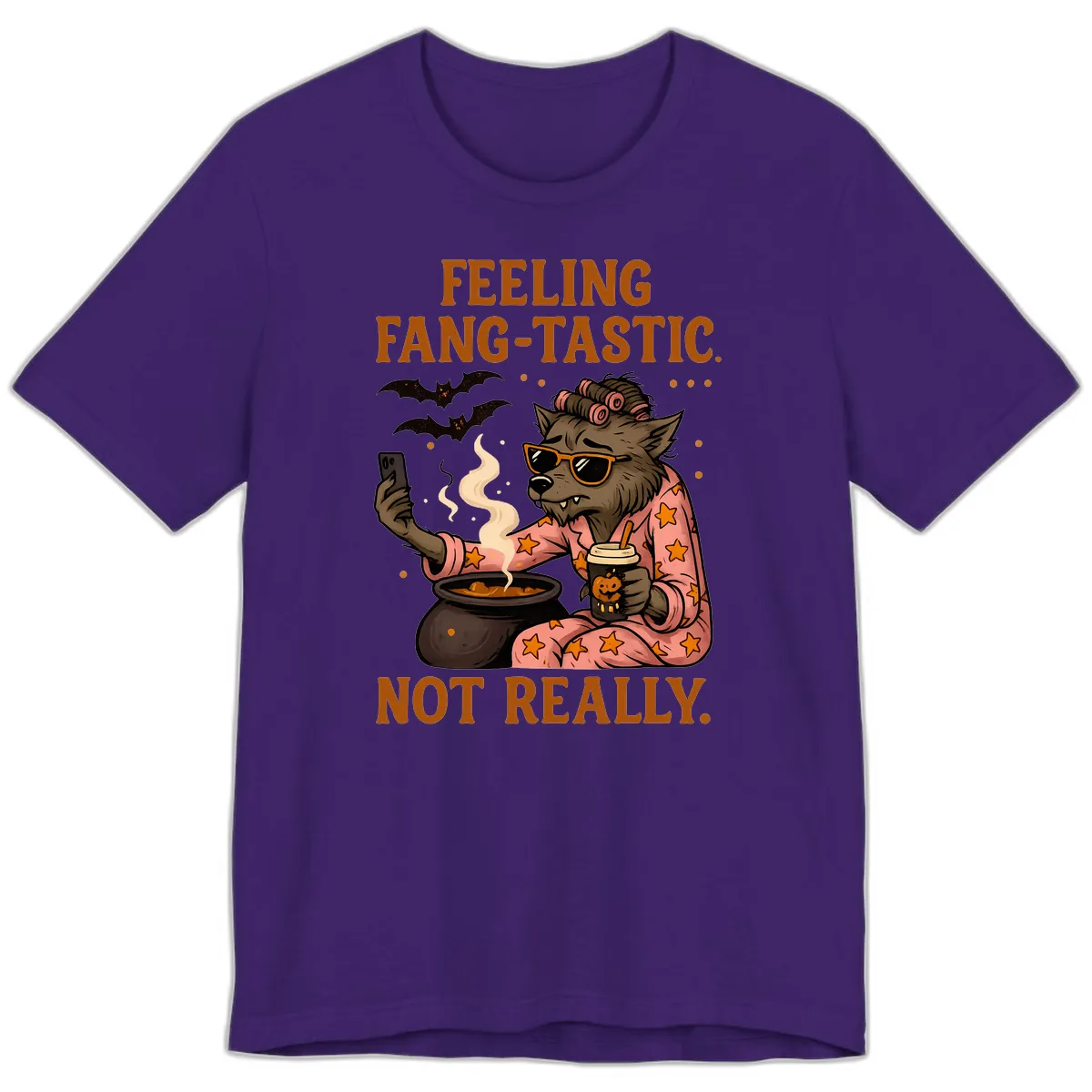 Feeling Fang-Tastic Not Really Werewolf Premium T-Shirt in Team Purple