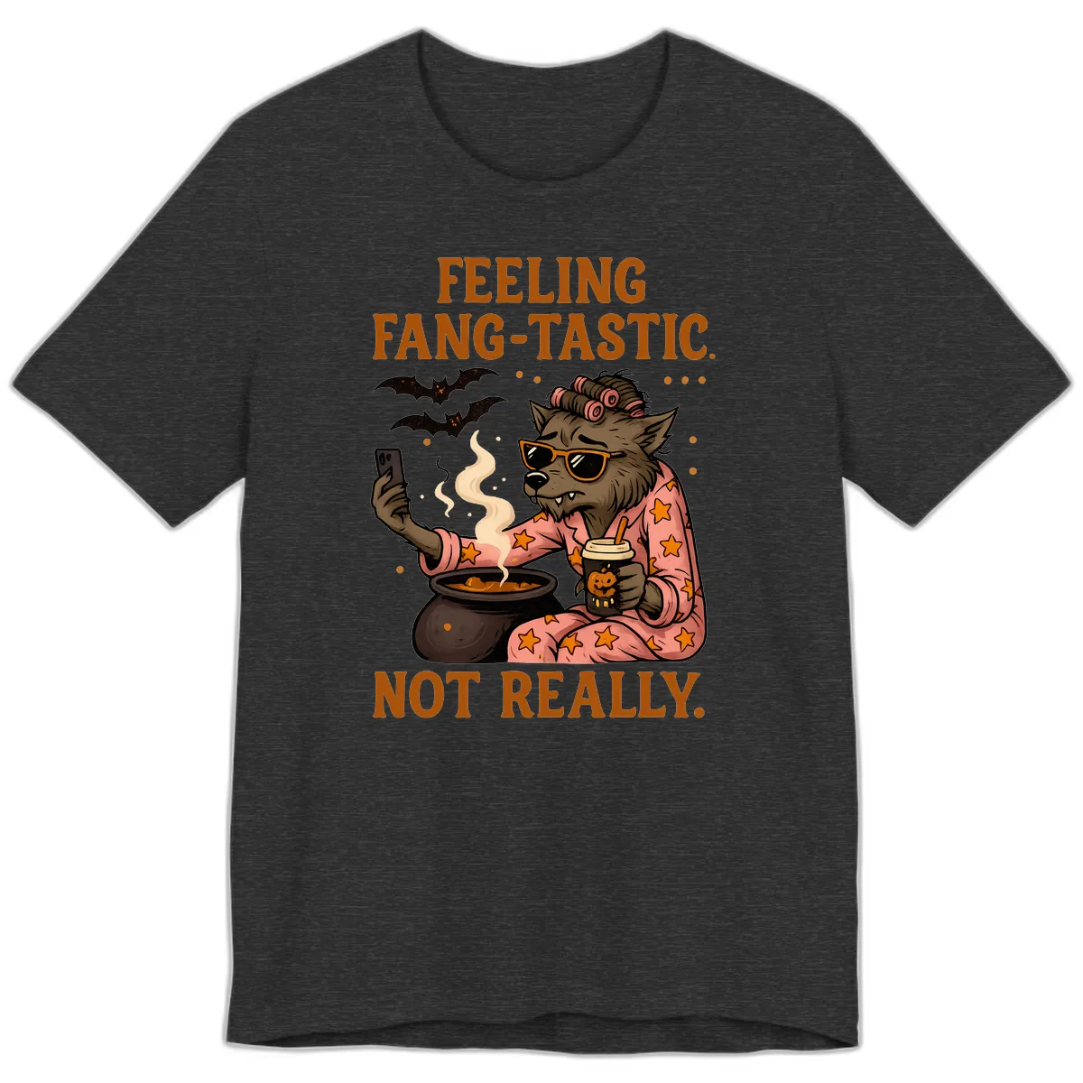 Feeling Fang-Tastic Not Really Werewolf Premium T-Shirt in Dark Grey Heather