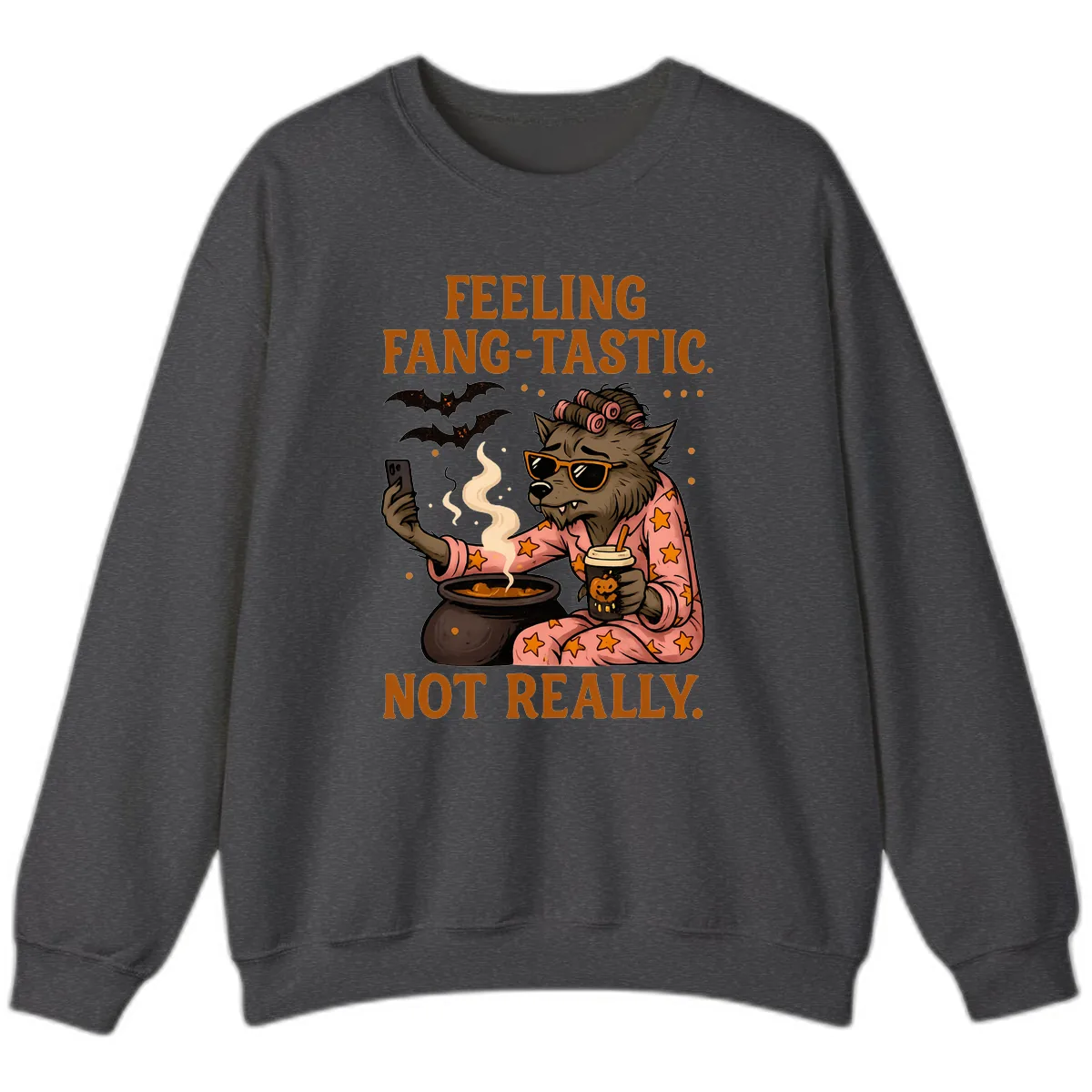 Feeling Fang-Tastic Not Really Werewolf Sweatshirt in Dark Heather